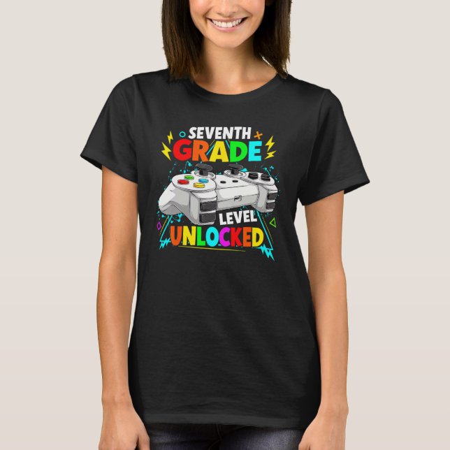 Level Unlocked 7th Grade Video Game 7th Grade Cont T Shirt (Framsida)