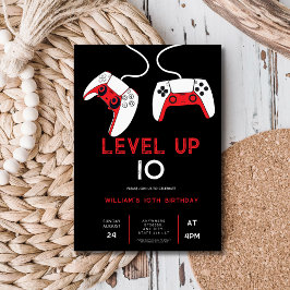level up 10 Video Game on Birthday Party Inbjudningar