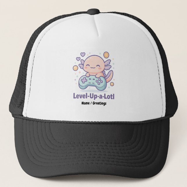Level-Up-a-Lotl Cute Gamer Axolotl Kawaii Cozy  Keps (Framsida)