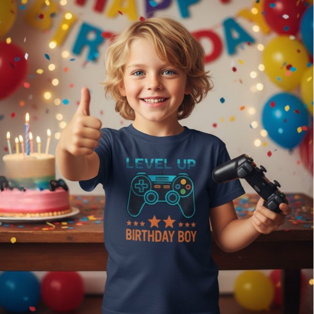 Level Up Birthday Boy Gamer Kids T-Shirt (Skapare uppladdad)