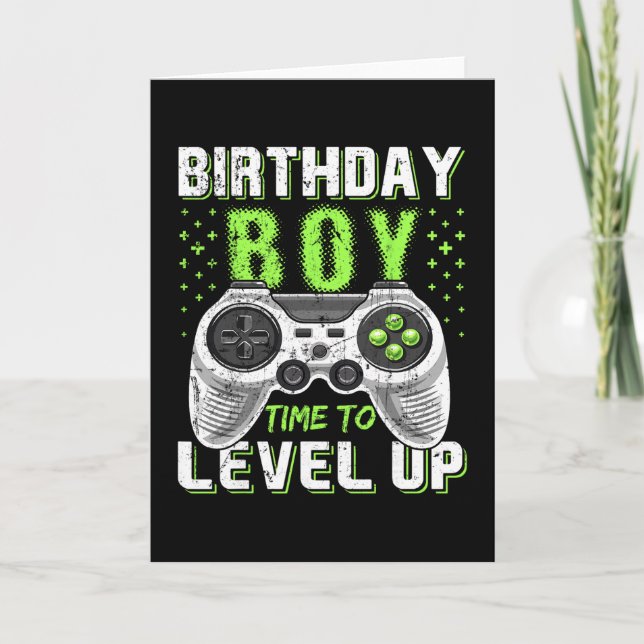 Level Up Birthday Boy Video Game - Clic Fit  Kort (Framsida)