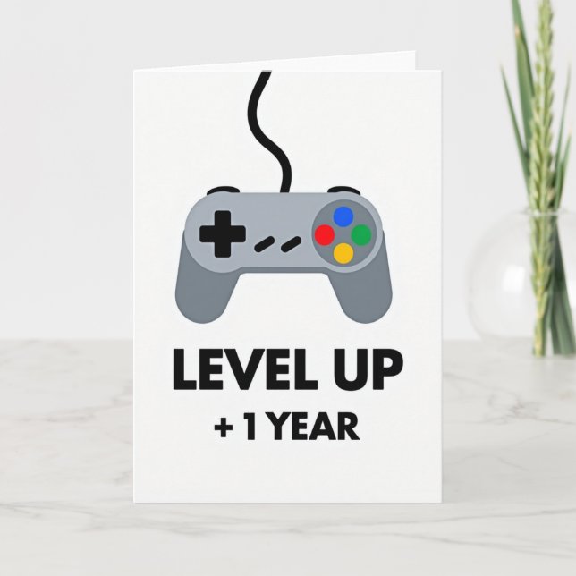 Level Up Birthday Gamer Card Kort (Framsida)