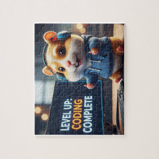 Level Up Coding Complete – Cute Gamer Hamster Prog Pussel