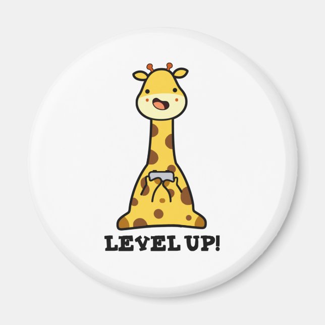 Level Up Funny Giraffe Pun Magnet (Framsidan)