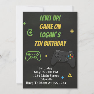 Level Up Game On Birthday Inbjudningar