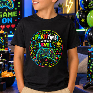 Level Up Gamer 10-års pojkfödelsedagsfest T Shirt