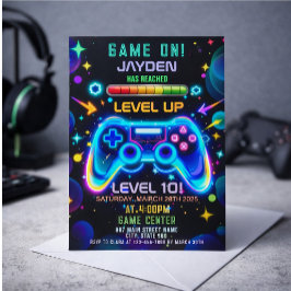 Level Up Gamer Birthday Invitation – Neon Game Inbjudningar