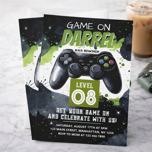 Level Up Gamer Födelsedag Inbjudningar (Skapare uppladdad)
