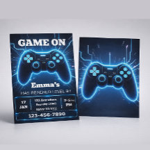 Level Up Gamer Födelsedagsinbjudan – Neon Game