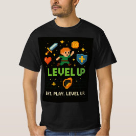 Level Up Gamer Herr T-Shirt – Pixel Retro Stil