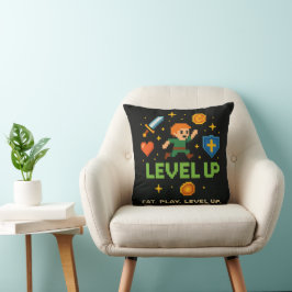 Level Up Gamer Kudd – Retro Pixel Spel Dekoration Kudde