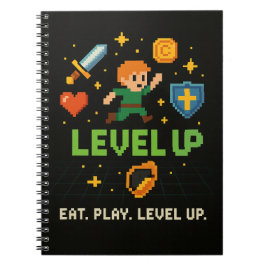 Level Up Gamer Notebook – Retro Pixel Gaming Style Anteckningsbok