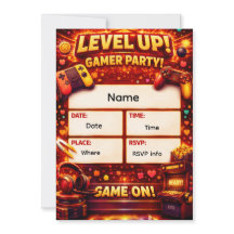 Level Up Gamer Party Inbjudan 