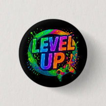 Level Up, Gamer themed button