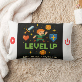 Level Up Gamer Throw Pillow – Pixel Retro Decor Lumbarkudde