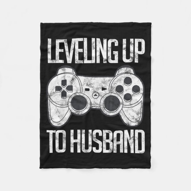 Level Up Make Husbonde Brudgum Gamer Grafisk Konst Fleecefilt (Framsidan)