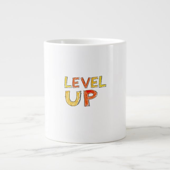 Level Up Motiverande Design Jumbo Mugg (Framsidan)