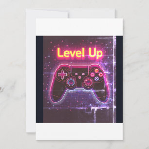 Level Up Neon Gamer Kontroll – Retro Pixel Art T Inbjudningar