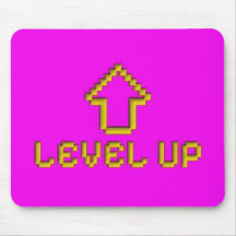 Level Up Retro Pixel Art Musmatt Elektrisk Rosa