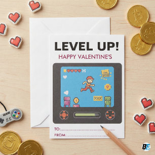 Level Up Retro TV-Spel Pixel Art Pojkar Klassrum Anteckningskort
