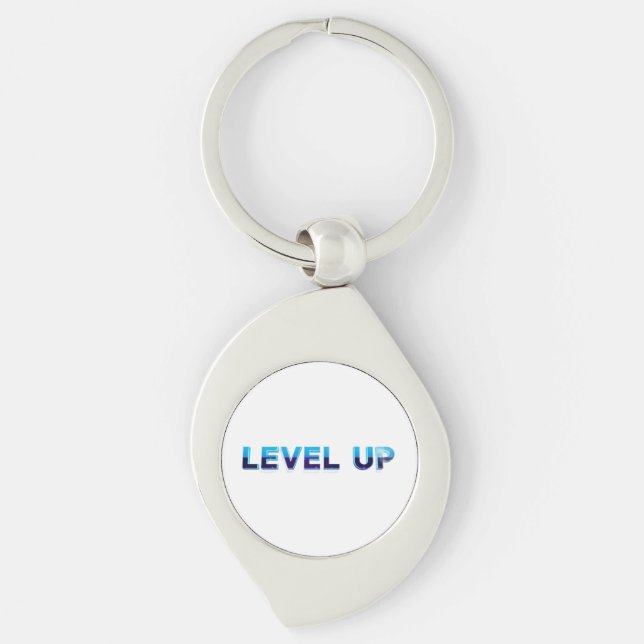 Level Up Swirl Silverfärgad Nyckelring (Framsidan)