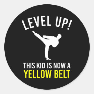 Level Up! This Kid Is Now A Yellow Belt Karate Awa Runt Klistermärke