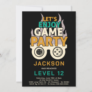 Level Up TV-Spel Födelsedagsfest Inbjudningar