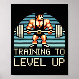 Level Up TV-spel Gamer Gym Träning Spelande Fitnes Poster