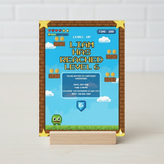 Level Up Video Game Birthday Party Invitation Inbjudningar (Skapare uppladdad)