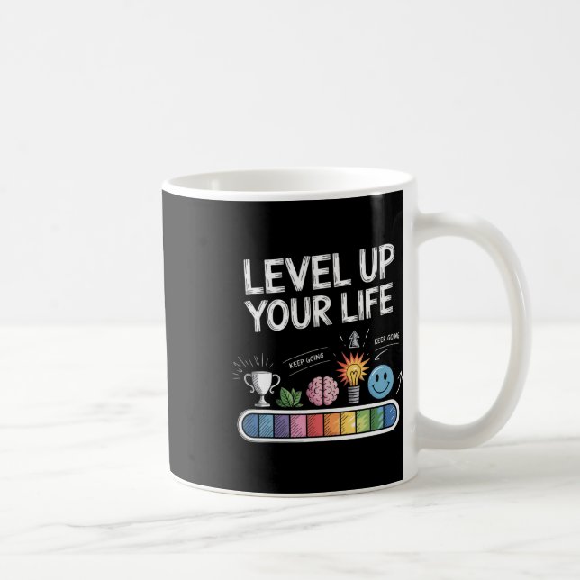 Level Up Your Life Progress Bar Gamer Motivation  Kaffemugg (Höger)
