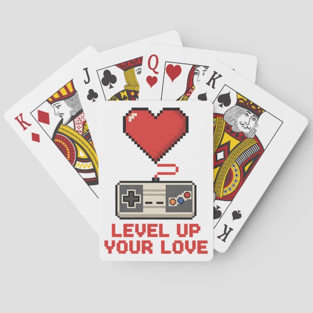 Level Up Your Love, Retro Pixel Gaming Design Casinokort (Baksidan)