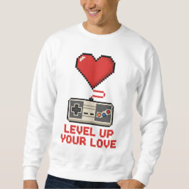 Level Up Your Love, Retro Pixel Gaming Design Lång Ärmad Tröja
