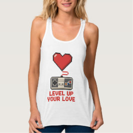Level Up Your Love, Retro Pixel Gaming Design Linne Med Racerback