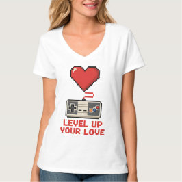 Level Up Your Love, Retro Pixel Gaming Design T Shirt