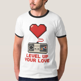 Level Up Your Love, Retro Pixel Gaming Design T Shirt
