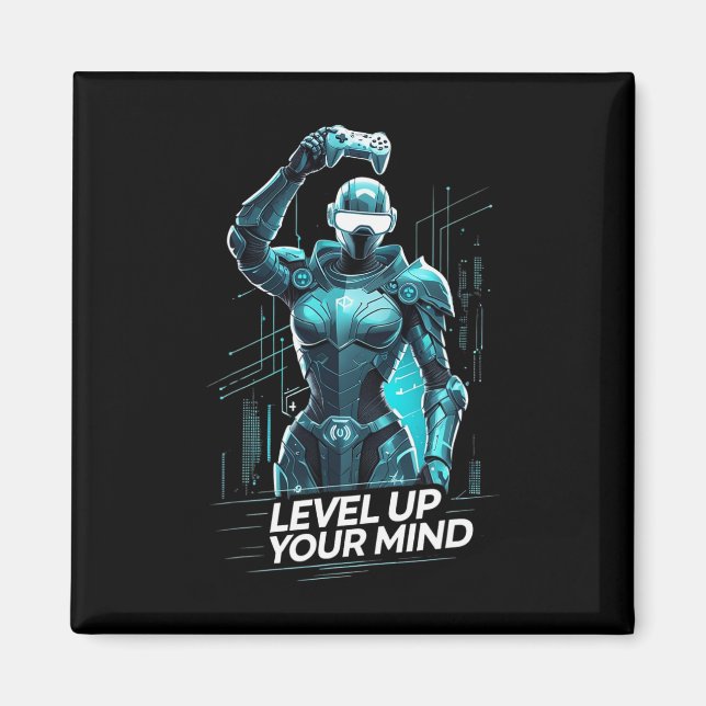 Level Up Your Mind Ai Gamer  Magnet (Framsidan)