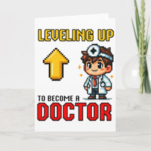 Levela Upp Doktor Ck Till Skolan Rolig Gamer Pojka Kort