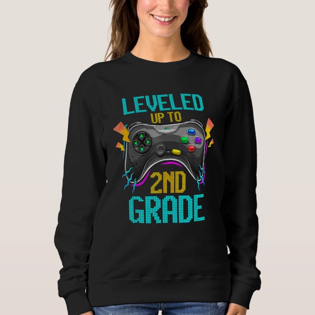 Leveled Up To 2nd Grade Video Gamer Back To School T Shirt (Framsida)
