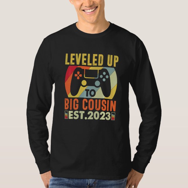 Leveled Up To Big Cousin 2023 Gaming Pregnancy Ann T Shirt (Framsida)