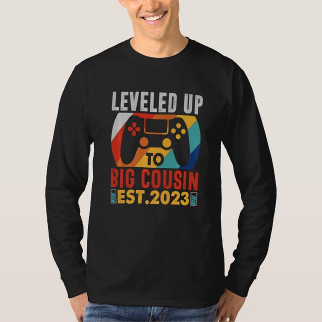 Leveled Up To Big Cousin 2023 Gaming Pregnancy Ann T Shirt (Framsida)