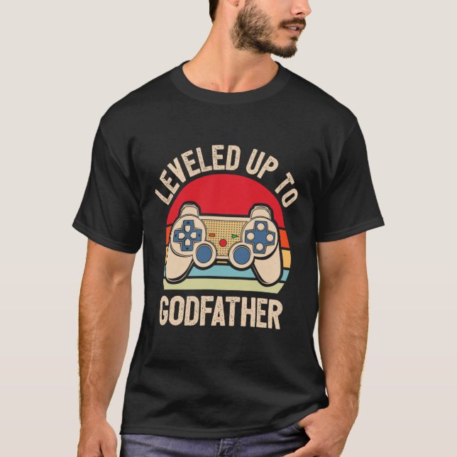 Leveled Up To Godfather Video Gamer Retro  T Shirt (Framsida)