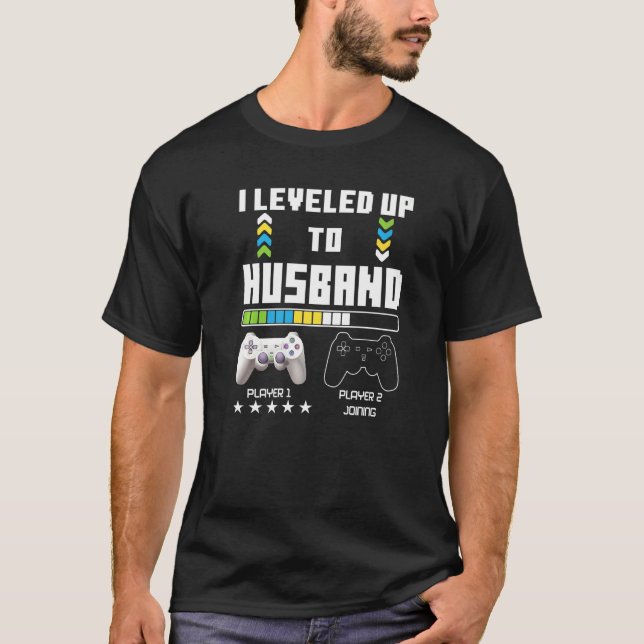 Leveled Up To Husband Gaming Controller Couple Gam T Shirt (Framsida)