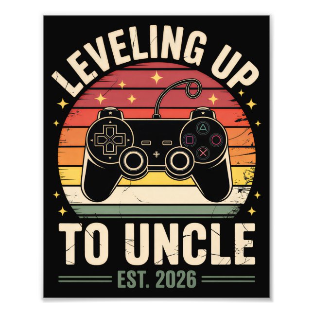 Leveled Up to Uncle 2026 Fototryck (Framsidan)