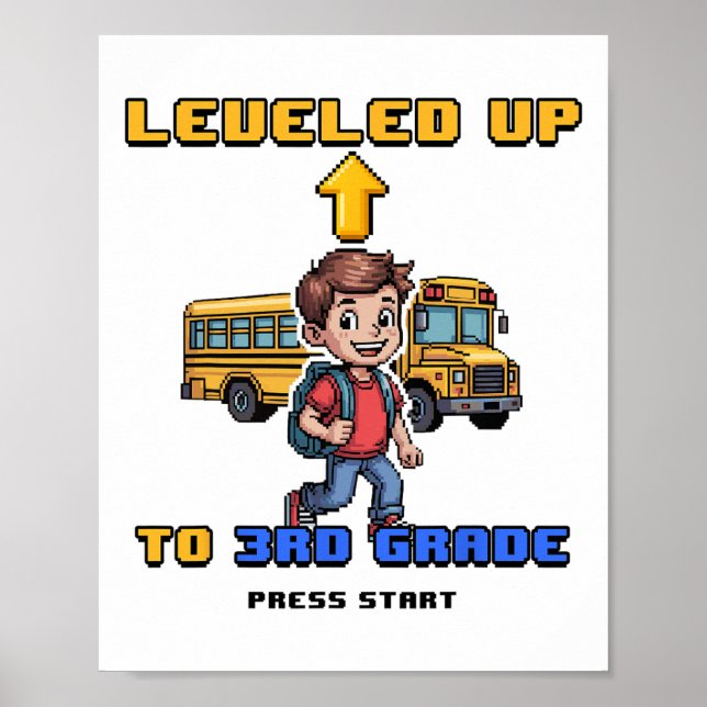 Leveling Up 3rd Grade Ck To School Funny Gamer Boy Poster (Framsidan)