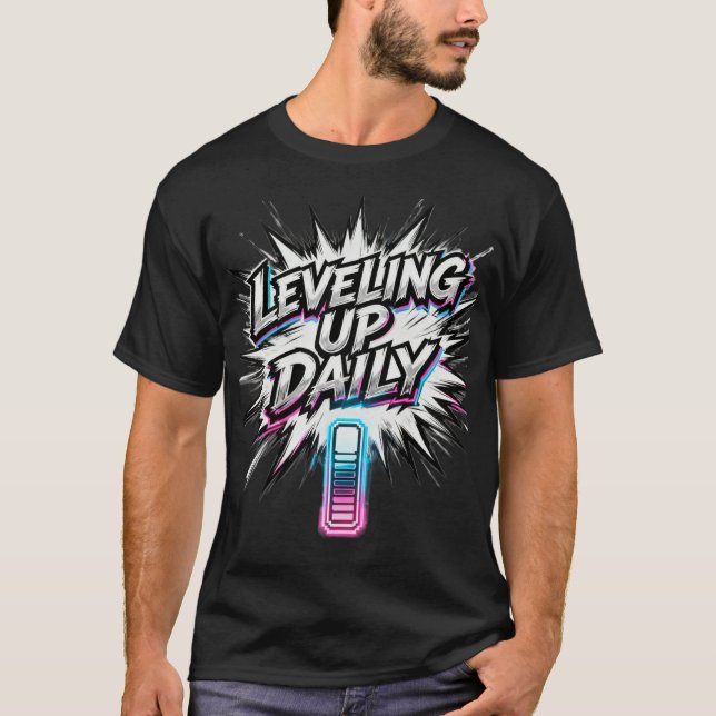 Leveling Up Daily Anime Gym Motivation Shirt T (Framsida)
