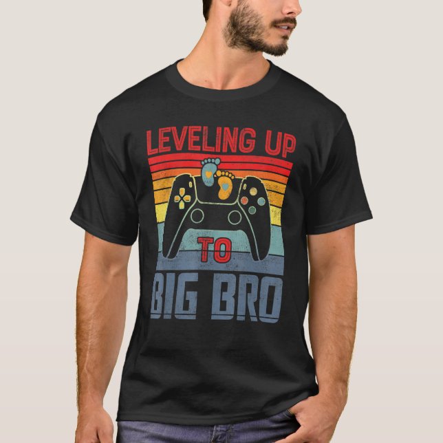 Leveling Up To Big Bro Promoted To Big Brother Gam T Shirt (Framsida)