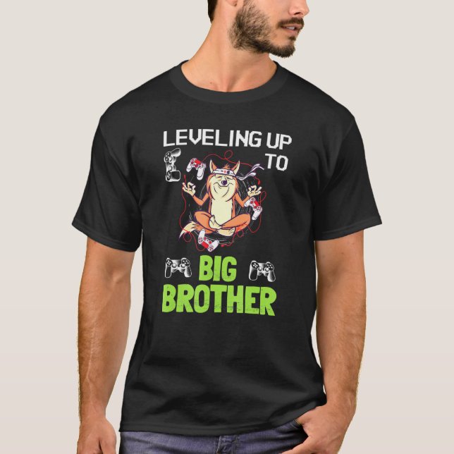 Leveling Up To Big Brother Gamer Shiba Inu Dog Vid T Shirt (Framsida)