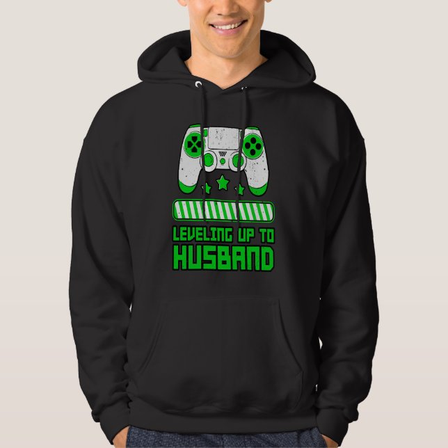 Leveling Up To Husband Gamer Boyfriend Game Contro Hoodie (Framsida)