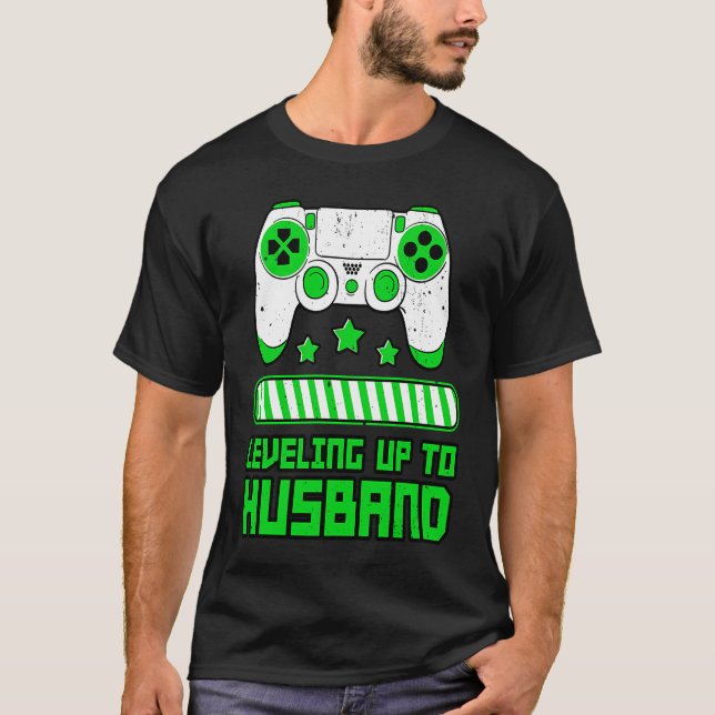 Leveling Up To Husband Gamer Boyfriend Game Contro T Shirt (Framsida)