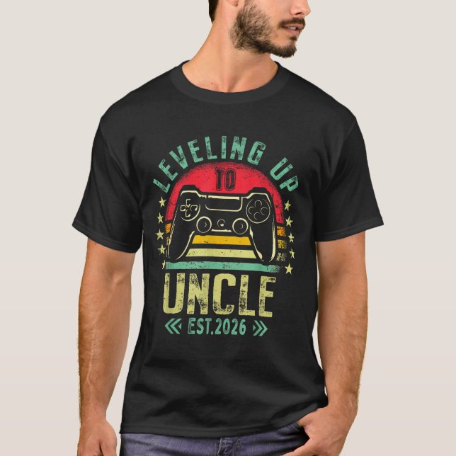 Leveling Up To Uncle 2026 Funny Gamer Soon To Be U T Shirt (Framsida)